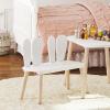 imageUTEX Kids Table and Chair Set Toddler Table with Bunny Chair and Bench 3 Pieces Wooden Children Table for Kids Room Classroom Nursery White