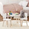 imageUTEX Kids Table and Chair Set Toddler Table with Bunny Chair and Bench 3 Pieces Wooden Children Table for Kids Room Classroom Nursery White