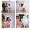 imageUTEX Kids Vanity Girls Vanity Set with Mirror and Stool and Lights Kids Vanity Table and Chair SetWooden Princess Makeup Desk Dressing Table White