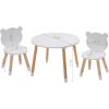 imageUTEX Kids Wood Table and Chair Set Kids Play Table with 2 Chairs3 Pieces Kids Round Table for Toddlers Girls BoysWhiteRound Table with Bear Chairs