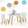 imageUTEX Kids Wood Table and Chair Set Kids Play Table with 2 Chairs3 Pieces Kids Round Table for Toddlers Girls BoysWhiteRound Table with Bear Chairs