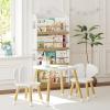 imageUTEX Kids Wood Table and Chair Set Kids Play Table with 2 Chairs3 Pieces Kids Round Table for Toddlers Girls BoysWhiteRound Table with Elephant Chairs