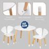 imageUTEX Kids Wood Table and Chair Set Kids Play Table with 2 Chairs3 Pieces Kids Round Table for Toddlers Girls BoysWhiteRound Table with Elephant Chairs