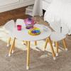 imageUTEX Kids Wood Table and Chair Set Kids Play Table with 2 Chairs3 Pieces Kids Round Table for Toddlers Girls BoysWhiteRound Table with Elephant Chairs
