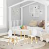 imageUTEX Kids Wood Table and Chair Set Kids Play Table with 2 Chairs3 Pieces Kids Round Table for Toddlers Girls BoysWhiteSquare Table with Round Chairs