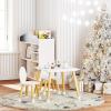 imageUTEX Kids Wood Table and Chair Set Kids Play Table with 2 Chairs3 Pieces Kids Round Table for Toddlers Girls BoysWhiteSquare Table with Round Chairs