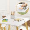 imageUTEX Kids Wood Table and Chair Set Kids Play Table with 2 Chairs3 Pieces Kids Round Table for Toddlers Girls BoysWhiteSquare Table with Round Chairs