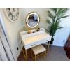 imageUTEX Makeup Vanity Desk with Mirror and Lights Makeup Vanity Set with Drawers Small Dressing Up Table 3 Lighting Modes Dresser Desk and Cushioned Stool Set for Bedroom White and Gold