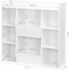 imageUTEX Multifunctional Bookcase with 8 Cubbies and Bins Open Bookshelf Organizer Display Stand Large Toy Storage Cabinet for Kids Room Classroom Nursery White