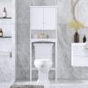 imageUTEX Over The Toilet Storage Cabinet Bathroom Above Toilet Cabinet Organizer with Adjustable Shelves White