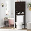 imageUTEX Over The Toilet Storage Cabinet Over Toilet Bathroom Organizer with Adjustable Shelves and Double Doors WhiteEspresso