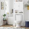 imageUTEX Over The Toilet Storage Cabinet Over Toilet Bathroom Organizer with Adjustable Shelves and Double Doors WhiteWhite