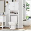 imageUTEX Over The Toilet Storage Cabinet Over Toilet Bathroom Organizer with Adjustable Shelves and Double Doors WhiteWhite