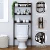imageUTEX Over The Toilet Storage Shelf 3Tier Over Toilet Bathroom Organizer Above Toilet Storage Rack Wood GrainEspresso