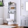imageUTEX Over The Toilet Storage Shelf 3Tier Over Toilet Bathroom Organizer Above Toilet Storage Rack Wood GrainGrey