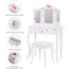 imageUTEX Pretend Play Kids Vanity Set with Mirror and Stool Kids Make Up Vanity Desk with Mirrror for Little Girls Children Makeup Dressing Table with Drawer PinkWhiteUnicorn