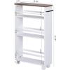 imageUTEX Slim Rolling Storage Cart 4Tier Utility Cart on Wheels Mobile Kitchen Storage Shelf for Narrow Spaces White