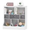 imageUTEX Toy Storage Organizer 8 Cubbies Bookcase with 3 Baskets WhiteWhite