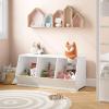 imageUTEX Toy Storage Organizer for Kids Stackable Toy Storage Cabinet Wooden Cubby Toy Organizer White Toy Shelf for Playroom Bedroom Living room Nursery 1 Cubby3 Cubes