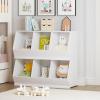 imageUTEX Toy Storage Organizer for Kids Stackable Toy Storage Cabinet Wooden Cubby Toy Organizer White Toy Shelf for Playroom Bedroom Living room Nursery 1 Cubby3 Cubes