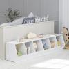 imageUTEX Toy Storage Organizer for Kids Stackable Toy Storage Cabinet Wooden Cubby Toy Organizer White Toy Shelf for Playroom Bedroom Living room Nursery 1 Cubby3 Cubes