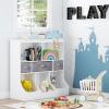 imageUTEX Toy Storage Organizer with Bookcase Kids Bin Storage Unit with 8 Compartments and 3 Baskets Toys Box Multi Shelf Cubby for Books ToysWhite