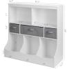 imageUTEX Toy Storage Organizer with Bookcase Kids Bin Storage Unit with 8 Compartments and 3 Baskets Toys Box Multi Shelf Cubby for Books ToysWhite