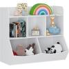 imageUTEX Toy Storage Organizer with Bookcase Kids Multi Shelf Cubby for BooksToys Storage Organizer for BoysGirls Play RoomBedroomWhiteWhite