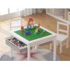 imageUTEX Wooden 2 in 1 Kids Construction Play Table and 2 Chairs Set with Storage Drawers and Built in Plate Compatible with Lego and Duplo Bricks White with Grey DrawersWhite With Gray Drawer