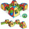imageUTEX 8 in 1 Pop Up Children Play Tent House with 4 Tunnel 4 Tents for Boys Girls Babies and Toddlers for Indoor and Outdoor Use