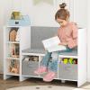 imageUTEX Kids Bookshelf with Reading Nook Toddler Bookcase Bench and Toy Storage Organizer with Seat and Back Cushion Reading Corner with Bins for Bedroom ampamp Entryway White