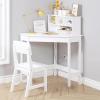 imageUTEX Kids Desk Kids Corner Desk and Chair Set Children Study Table with Storage and Hutch for Home School Use White
