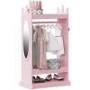 imageUTEX Kids Dress up Storage with MirrorCostume Wardrobe for Kids Open Hanging Armoire ClosetPretend Storage Closet Costume Storage Dresser PinkPink