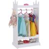imageUTEX Kids Dress up Storage with MirrorCostume Wardrobe for Kids Open Hanging Armoire ClosetPretend Storage Closet Costume Storage Dresser PinkWhite