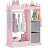 imageUTEX Kids Play Armoire with Mirror Storage Bins and Closet for Dress Up and Costumes WhitePink
