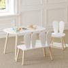 imageUTEX Kids Table and Chair Set Toddler Table with Bunny Chair and Bench 3 Pieces Wooden Children Table for Kids Room Classroom Nursery White