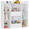 imageUTEX Multifunctional Bookcase with 8 Cubbies and Bins Open Bookshelf Organizer Display Stand Large Toy Storage Cabinet for Kids Room Classroom Nursery White