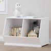 imageUTEX Toy Storage Organizer for Kids Stackable Toy Storage Cabinet Wooden Cubby Toy Organizer White Toy Shelf for Playroom Bedroom Living room Nursery 1 Cubby2 Cubes