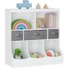 imageUTEX Toy Storage Organizer with Bookcase Kids Bin Storage Unit with 8 Compartments and 3 Baskets Toys Box Multi Shelf Cubby for Books ToysWhite