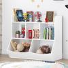 imageUTEX Toy Storage Organizer with Bookcase Kids Multi Shelf Cubby for BooksToys Storage Organizer for BoysGirls Play RoomBedroomWhiteWhite