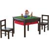 imageUTEX Wooden 2 in 1 Kids Construction Play Table and 2 Chairs Set with Storage Drawers and Built in Plate Compatible with Lego and Duplo Bricks White with Grey DrawersEspresso