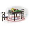 imageUTEX Wooden 2 in 1 Kids Construction Play Table and 2 Chairs Set with Storage Drawers and Built in Plate Compatible with Lego and Duplo Bricks White with Grey DrawersEspresso With Gray Drawer