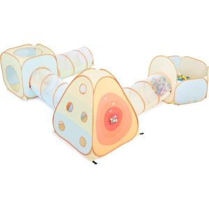 imageUTEX 3 in 1 Pop Up Play Tent with Tunnel Ball Pit for Kids Boys Girls Babies and Toddlers IndoorOutdoor PlayhouseOrangeYellow  6 in 1