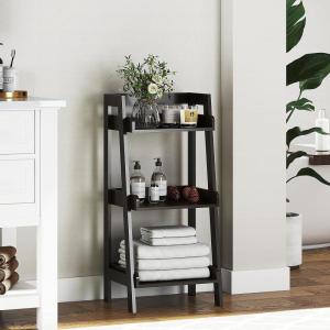 imageUTEX 4Tier Ladder Shelf Bathroom Shelf Freestanding 4Shelf Spacesaver Open Wood Shelving Unit Ladder Shelf WhiteEspresso