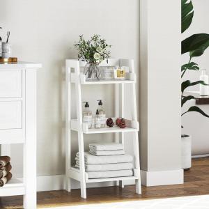 imageUTEX 4Tier Ladder Shelf Bathroom Shelf Freestanding 4Shelf Spacesaver Open Wood Shelving Unit Ladder Shelf WhiteWhite