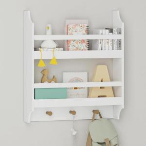 imageUTEX Floating Nursery Book Shelves with Hooks 2Tier Hanging Bookshelves for Wall Decor and Storage Wall Mounted Baby Book Shelf for Kids Room Bedroom Bathroom Kitchen 197 Inch