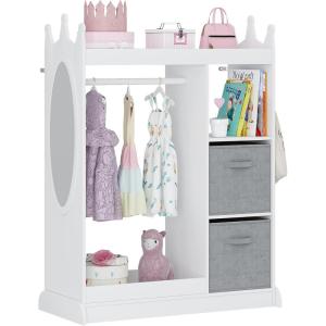 imageUTEX Kids Play Armoire with Mirror Storage Bins and Closet for Dress Up and Costumes WhiteWhite