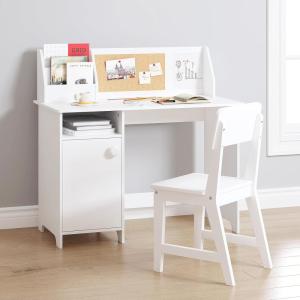 imageUTEX Kids Study Desk with Chair Wooden Children School Study Table with Hutch and Chair for 38 Years Old Students Study Computer Workstation ampamp Writing Table for Home School UseWhite