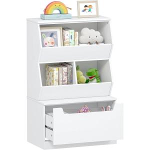 imageUTEX Kids Toy Storage Cabinet and Organizer with Drawers and Cubbies  Ideal for Playroom Classroom Nursery  White