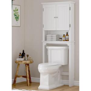 imageUTEX Over The Toilet Storage Cabinet Over Toilet Bathroom Organizer with Adjustable Shelves and Double Doors WhiteWhite